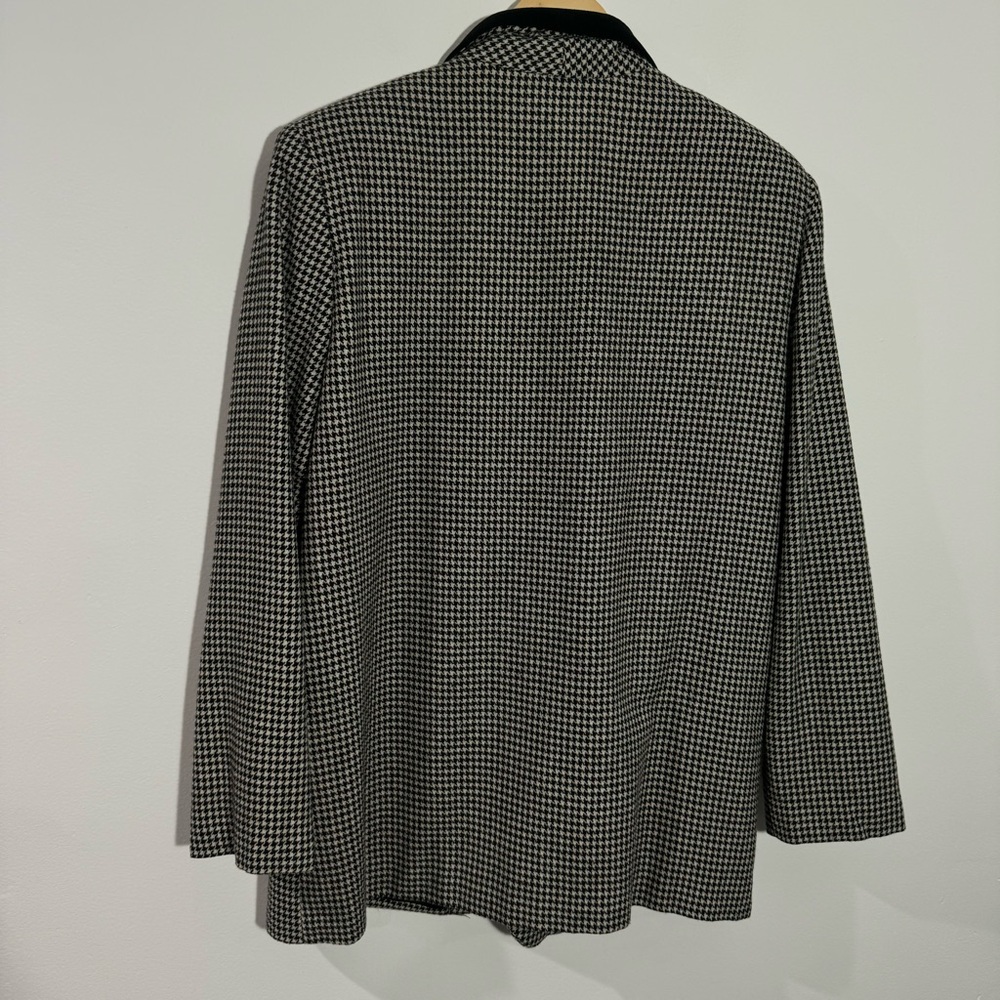 Sag Harbor Wool Blend Houndstooth Print Blazer Velvet Collar Black/White Size 14 - Picture 3 of 10